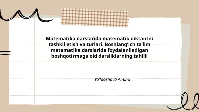 Boshlang‘ich ta’limda matematika 1