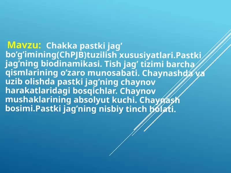 Chakka pastki jag’ bo’g’imining(ChPJB)tuzilish xususiyatlari. 1