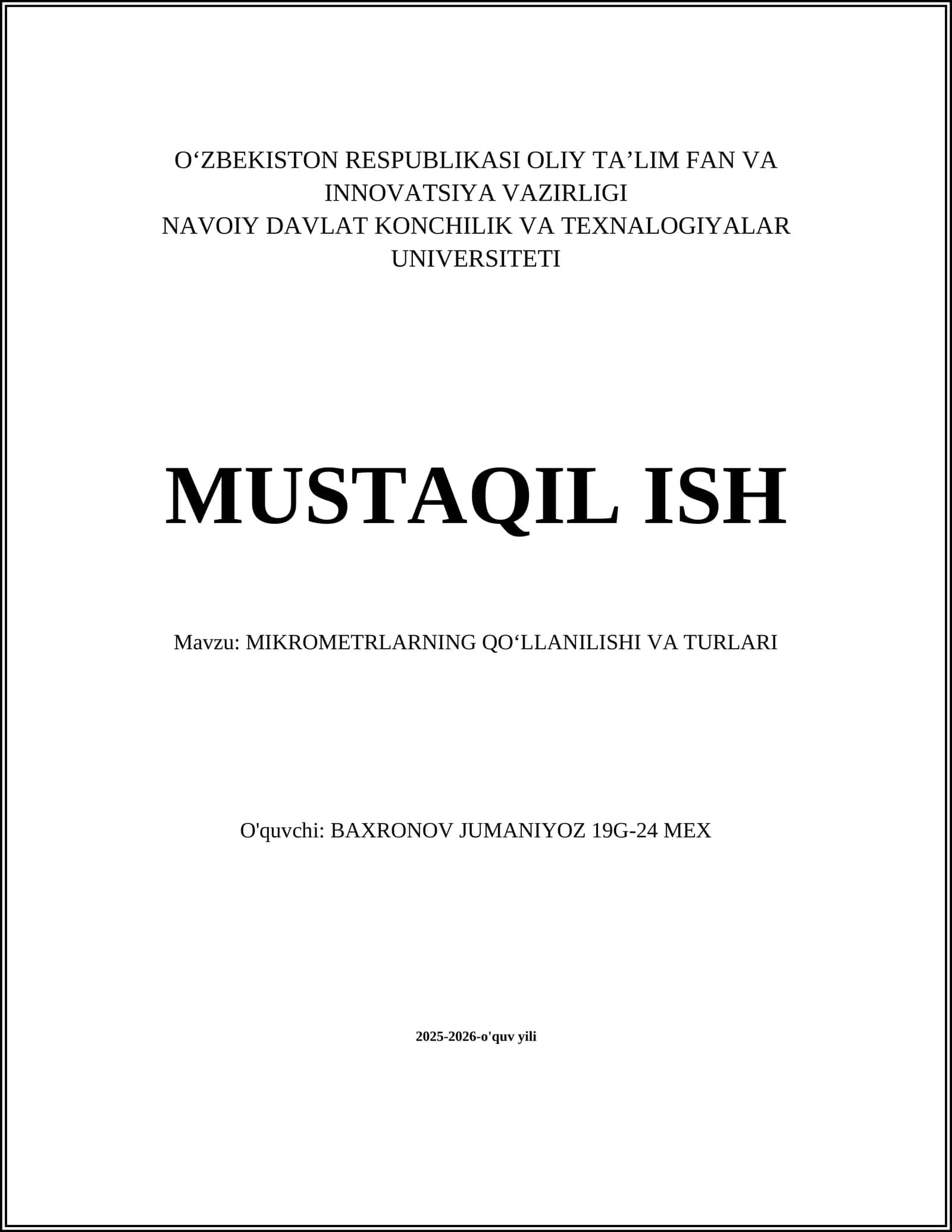 MIKROMETRLARNING QOʻLLANILISHI VA TURLARI 1