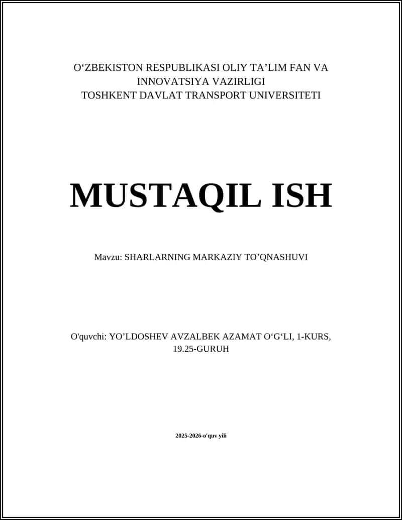 SHARLARNING MARKAZIY TOʼQNASHUVI 1