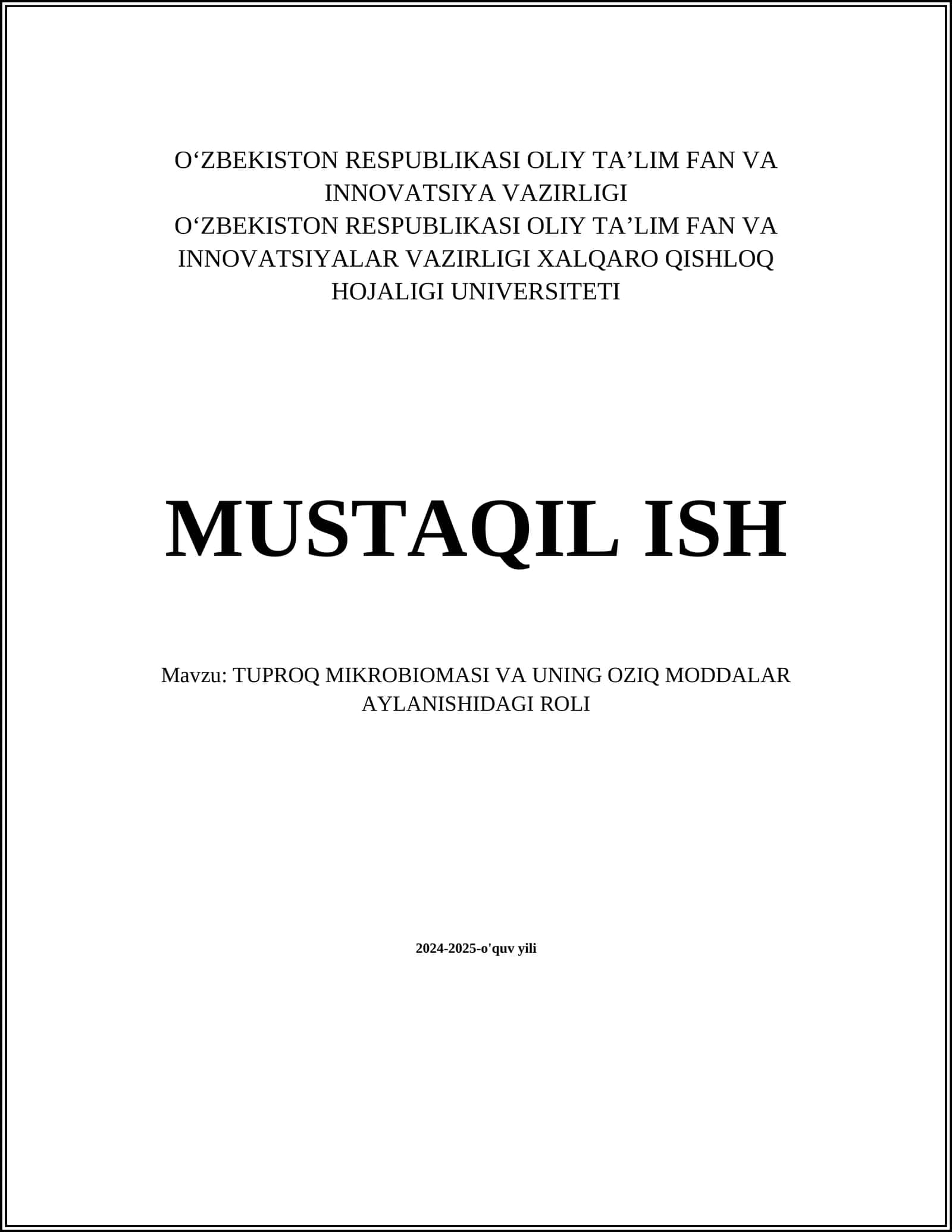 Tuproq mikrobiomasi va uning oziq moddalar aylanishidagi roli 1