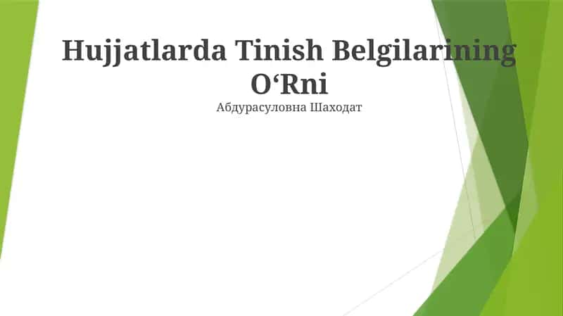 Hujjatlarda Tinish Belgilarining OʻRni 1