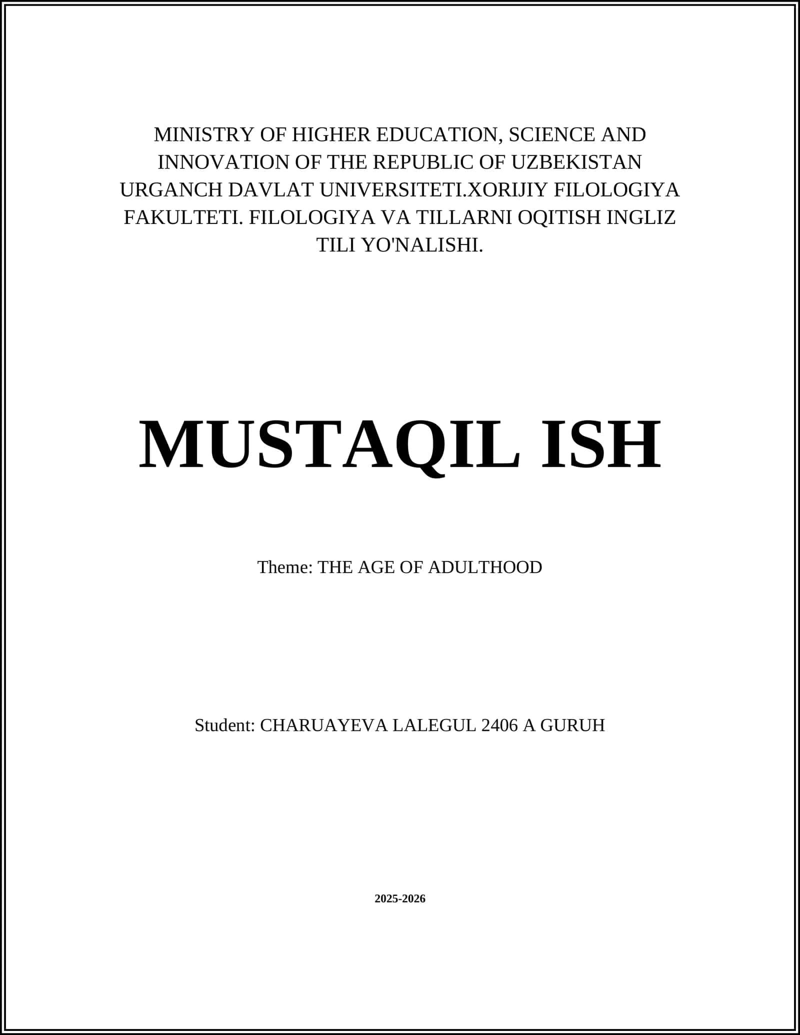 MUSTAQIL ISH 1