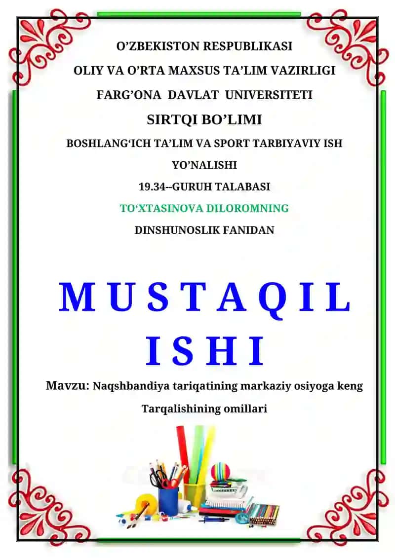 Naqshbandiya tariqatining markaziy osiyoga keng Tarqalishining omillari