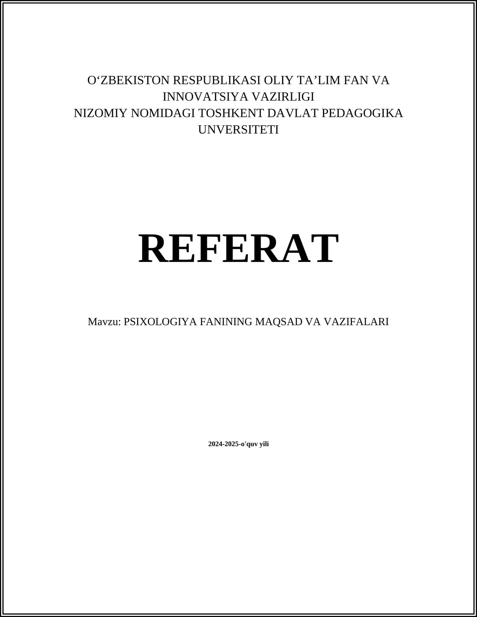 PSIXOLOGIYA FANINING MAQSAD VA VAZIFALARI 1