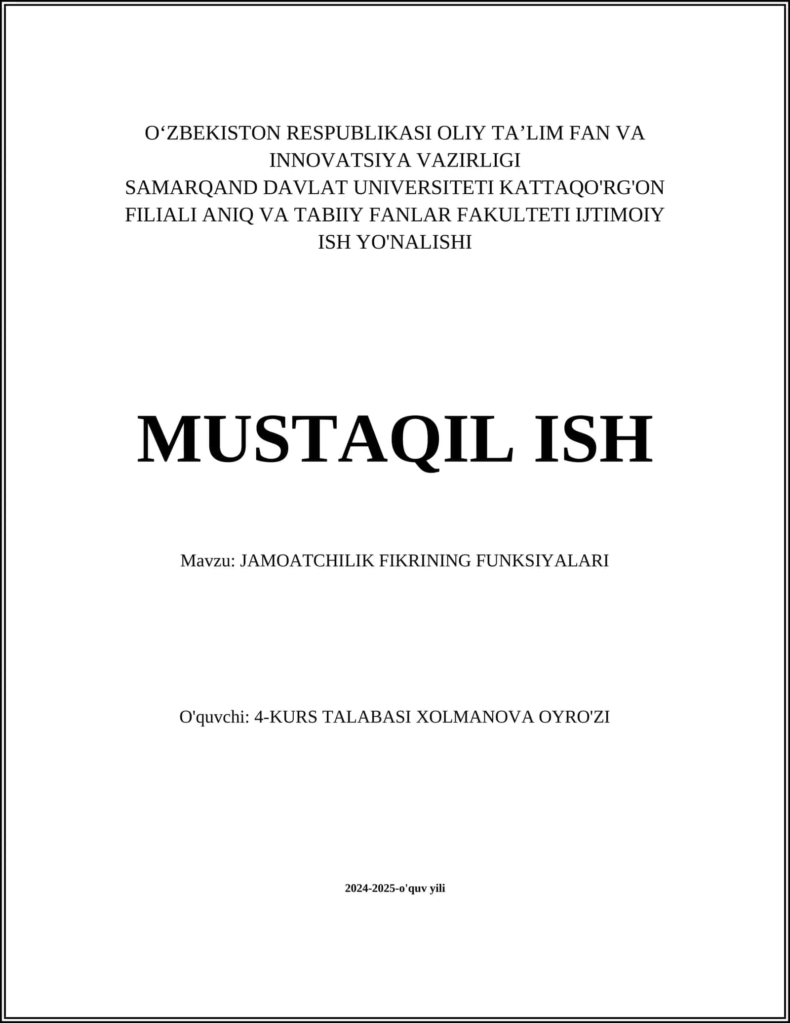JAMOATCHILIK FIKRINING FUNKSIYALARI 1
