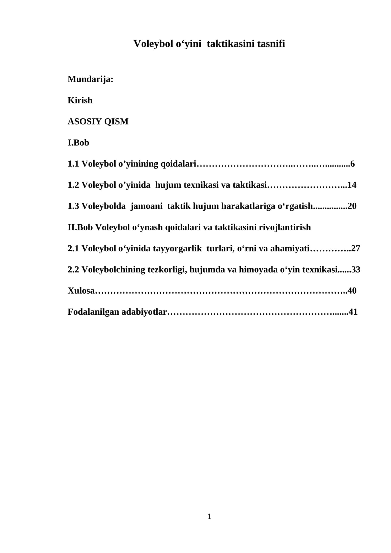 Voleybol o‘yini taktikasini tasnifi 1