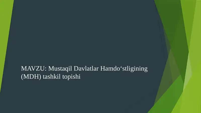 Mustaqil Davlatlar Hamdo‘stligining (MDH) tashkil topishi 1