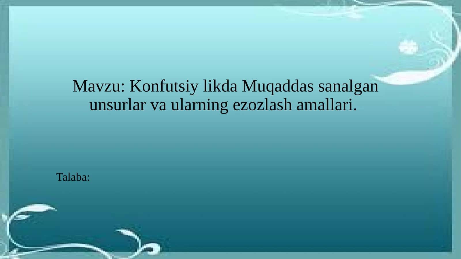 Konfutsiylikda Muqaddas Unsur va Ularining E'zozlash Amallari 1