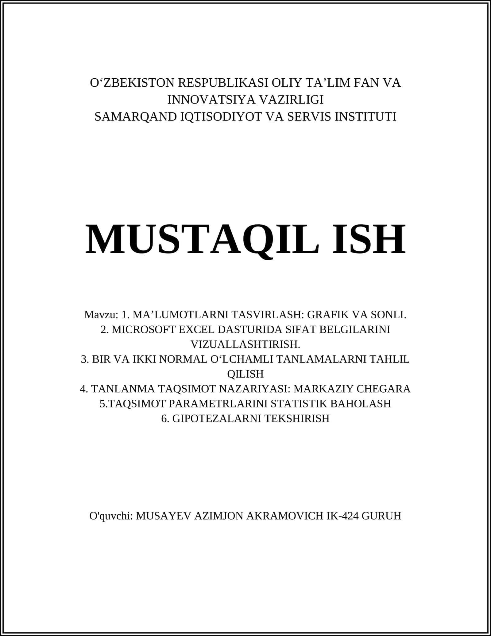 Ma'lumotlarni tasvirlash: histogram, quti diagramma va chiziqli grafiklar 1