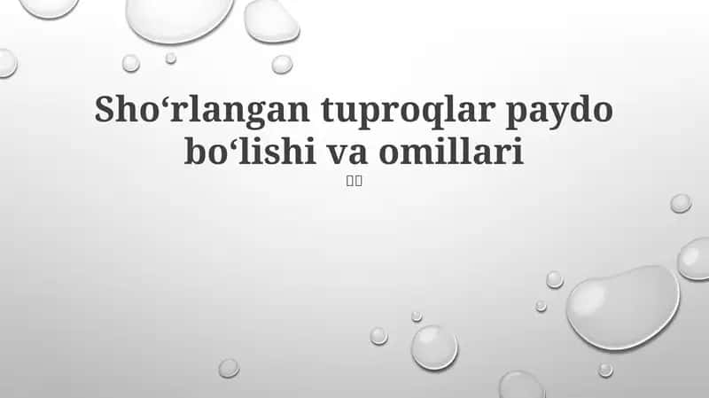Sho‘rlangan tuproqlar paydo bo‘lishi va omillari 1
