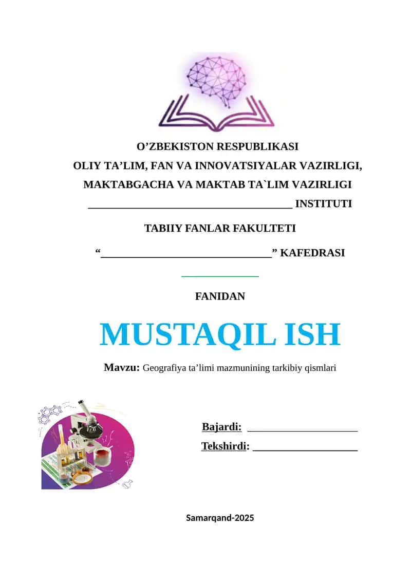 Geografiya ta’limi mazmunining tarkibiy qismlari 1