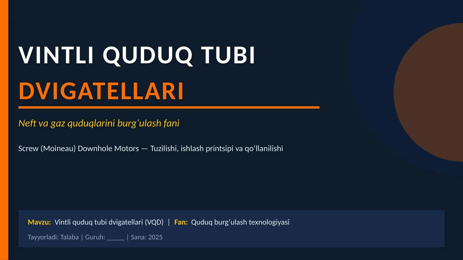 Vintli quduq tubi dvigatellari taqdimot 1