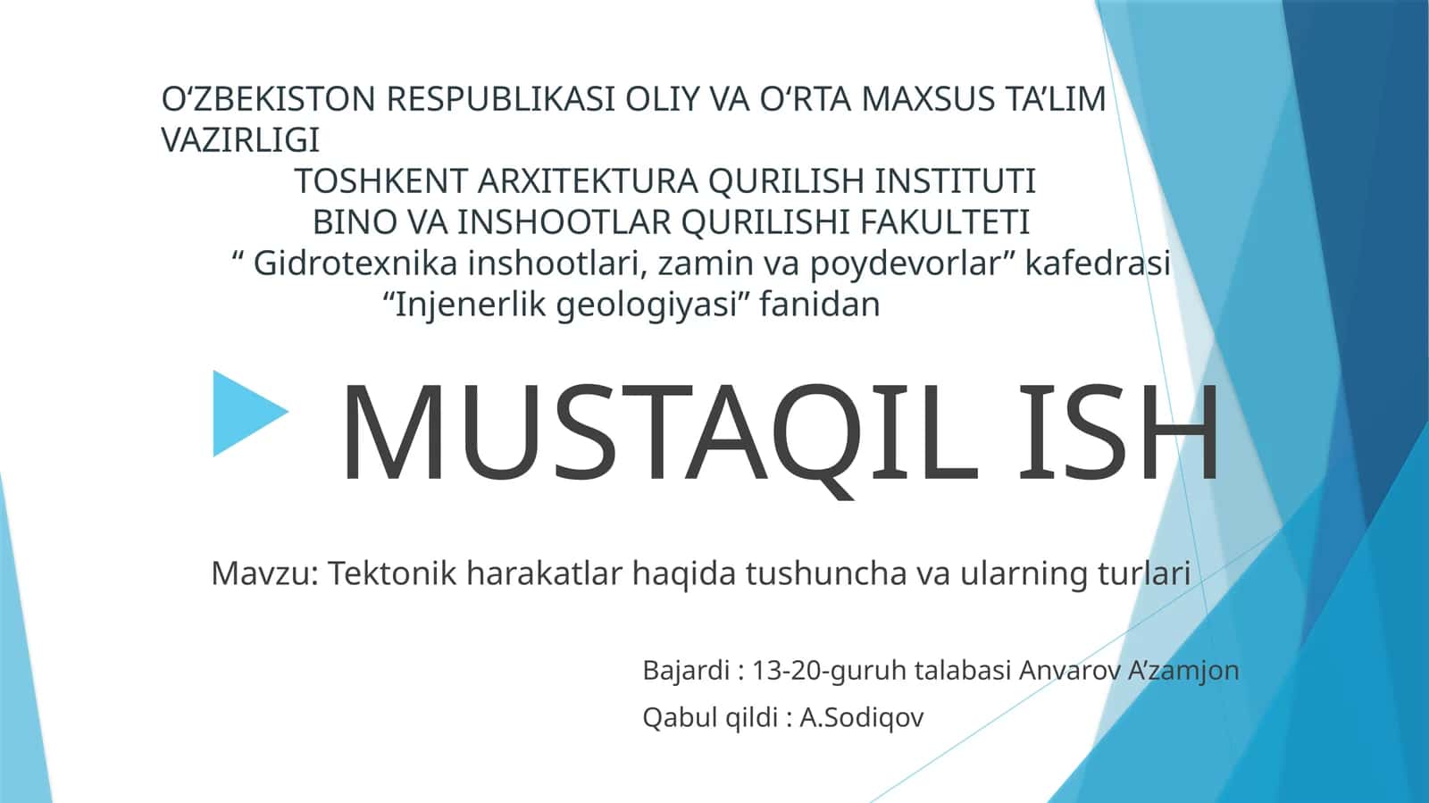 Tektonik harakatlar haqida tushuncha va ularning turlari 1