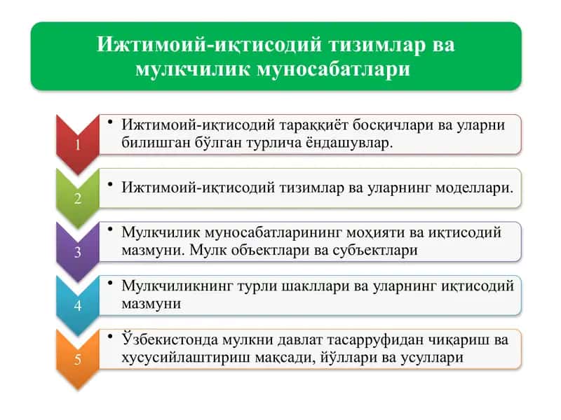 Ижтимоий-иқтисодий тизимлар ва мулкчилик муносабатлари 1