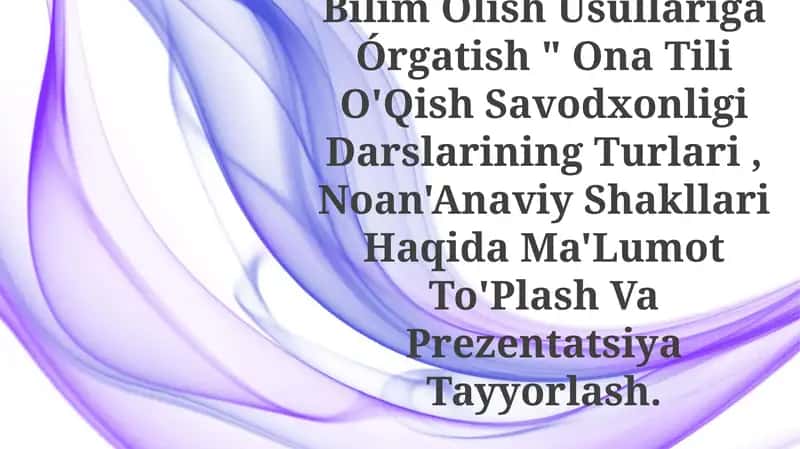 Ona Tili O'Qish Savodxonligi 1
