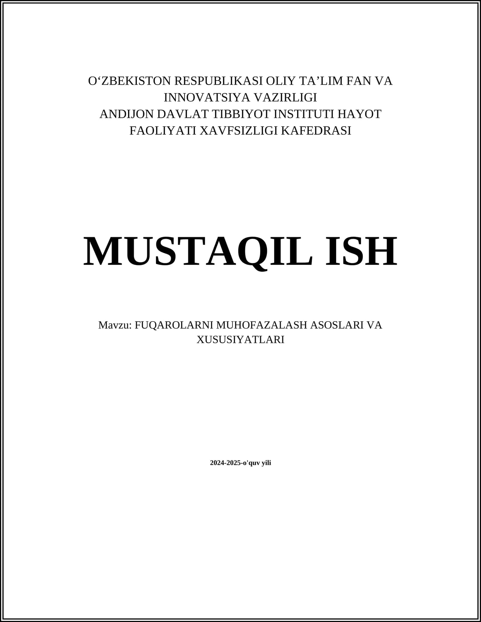 FUQAROLARNI MUHOFAZALASH ASOSLARI VA XUSUSIYATLARI 1