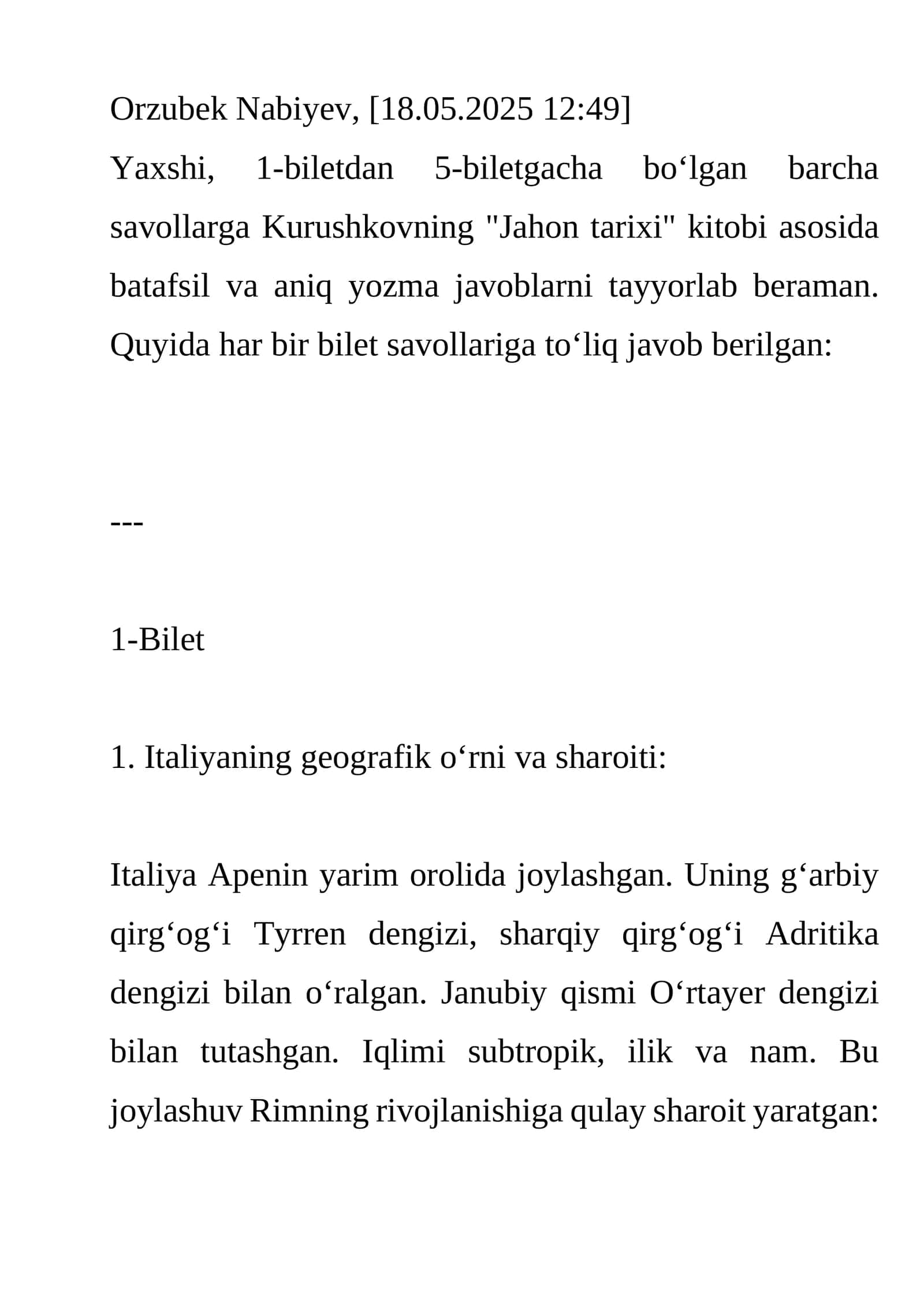 Jahon tarixi 1