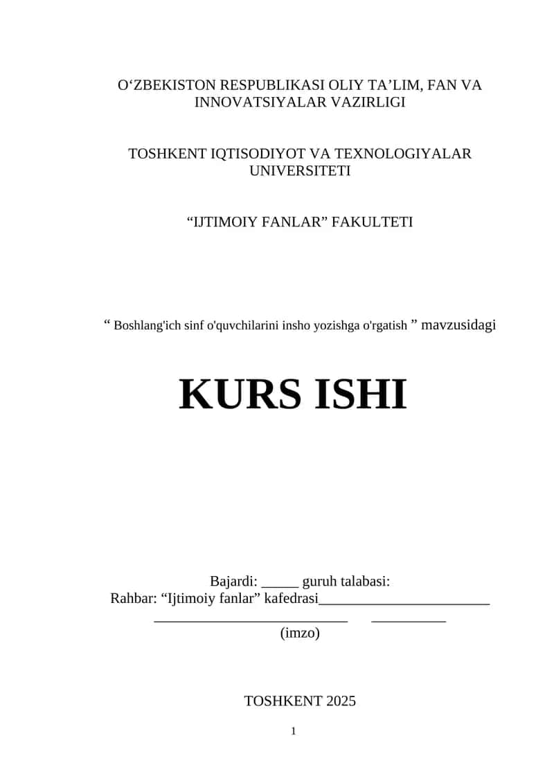Boshlang'ich sinf o'quvchilarini insho yozishga o'rgatish 1