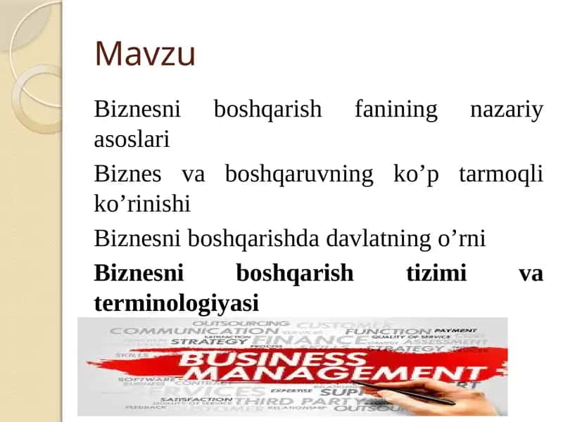 Biznesniboshqarish fanining nazariy asoslari 1
