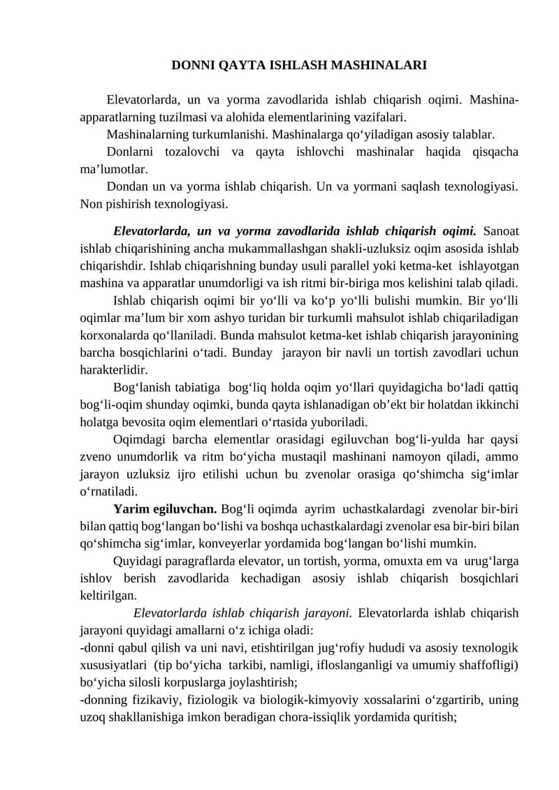 Donni qayta ishlash mashinalari 1