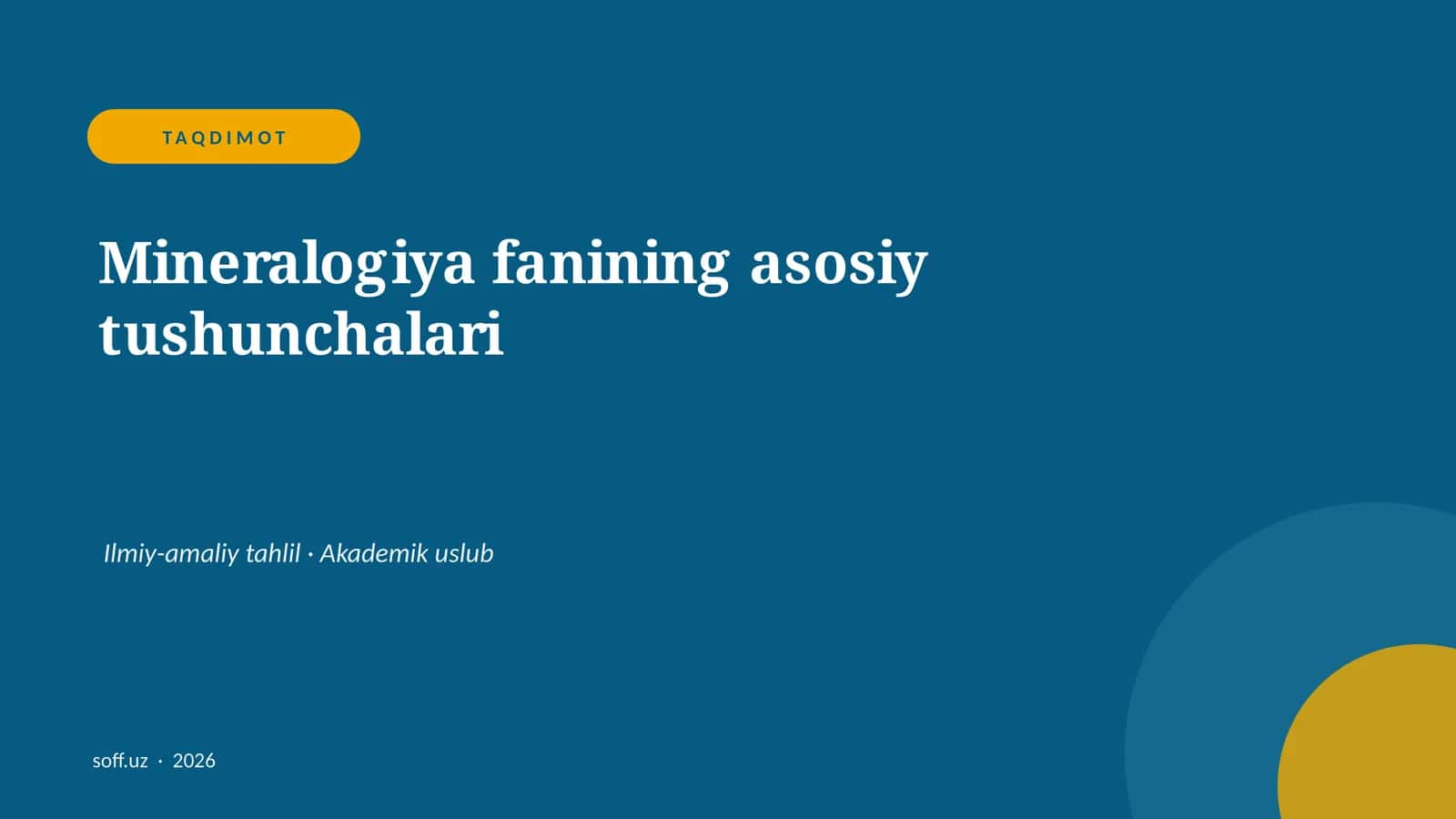 Mineralogiya fanining asosiy tushunchalari 1