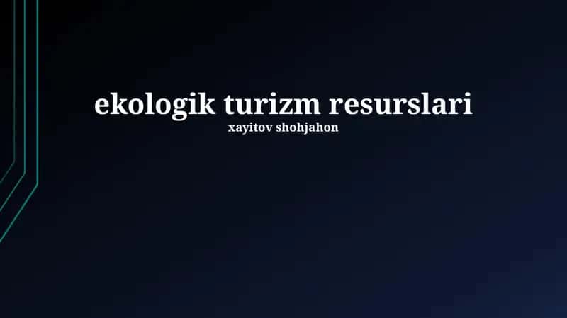 Ekologik Turizm Resurslari 1