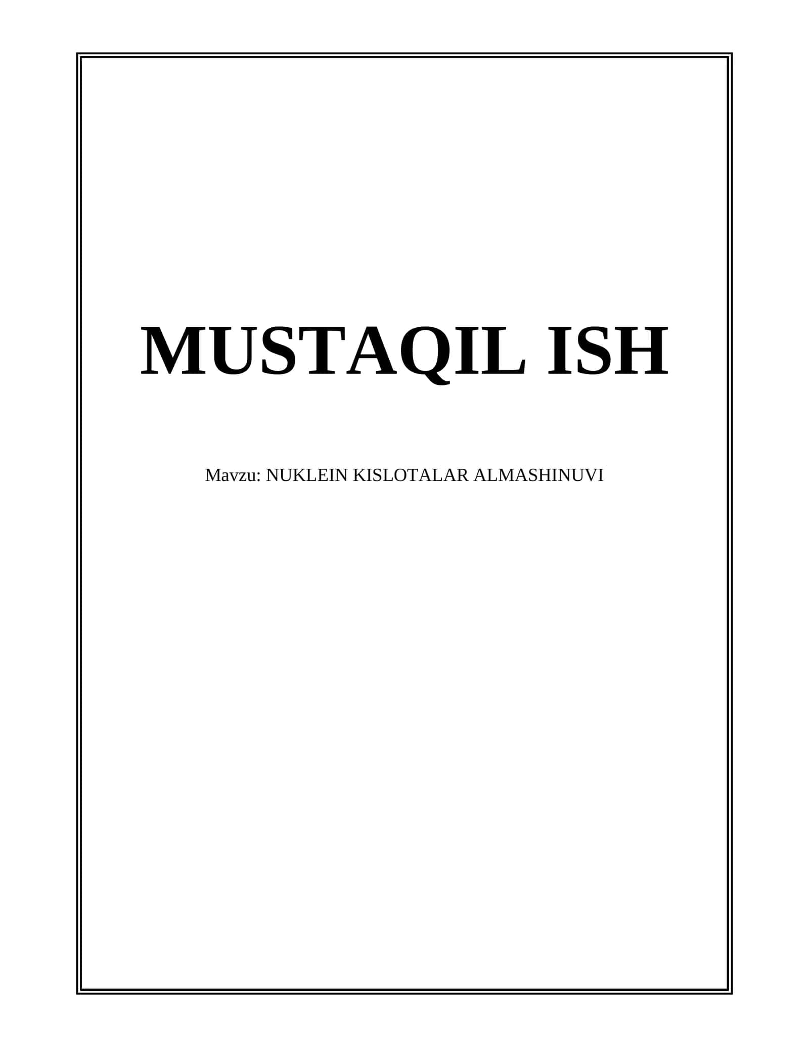 Nuklein Kislotalar Almashinuvi 1