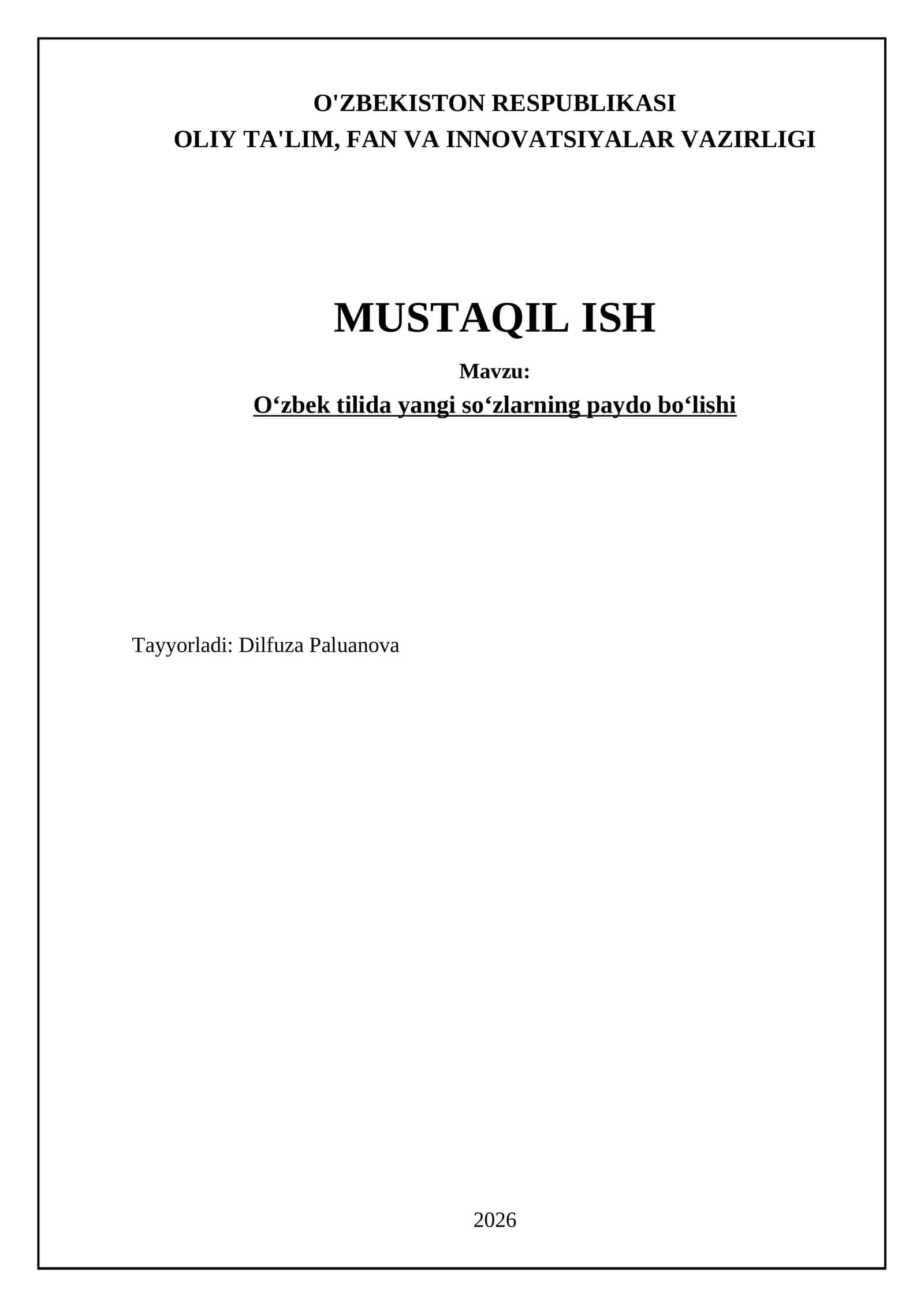 Oʻzbek tilida yangi soʻzlarning paydo boʻlishi 1
