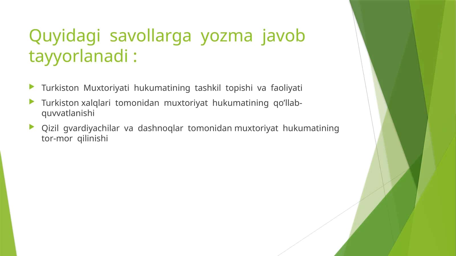 Turkiston Muxtoriyati hukumatining faoliyati 1