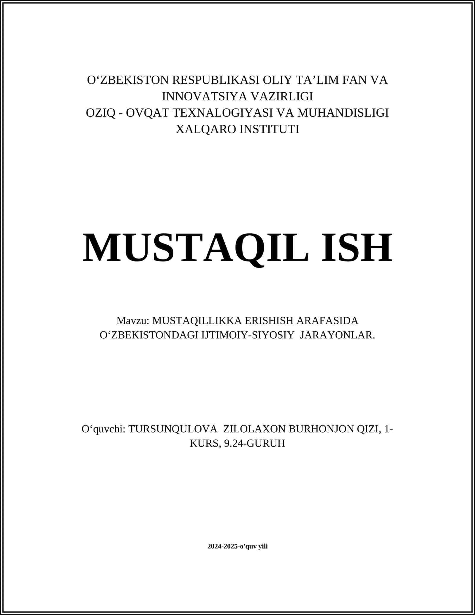 MUSTAQILLIKKA ERISHISH ARAFASIDA O‘ZBEKISTONDAGI IJTIMOIY-SIYOSIY JARAYONLAR 1