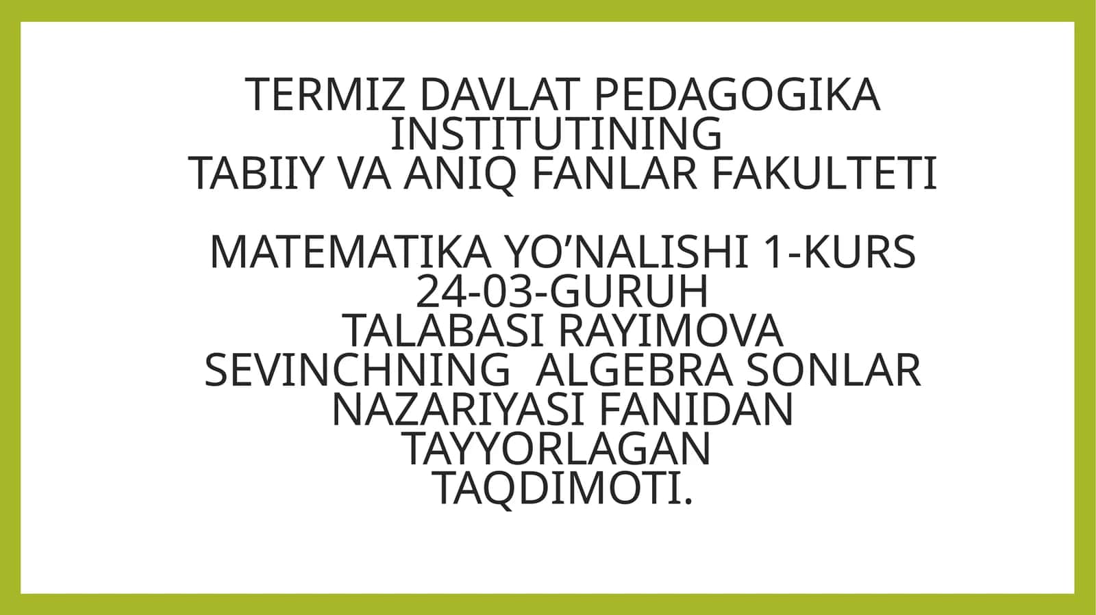 UCHINCHI VA TO’RTINCHI TARTIBLI TENGLAMALAR 1