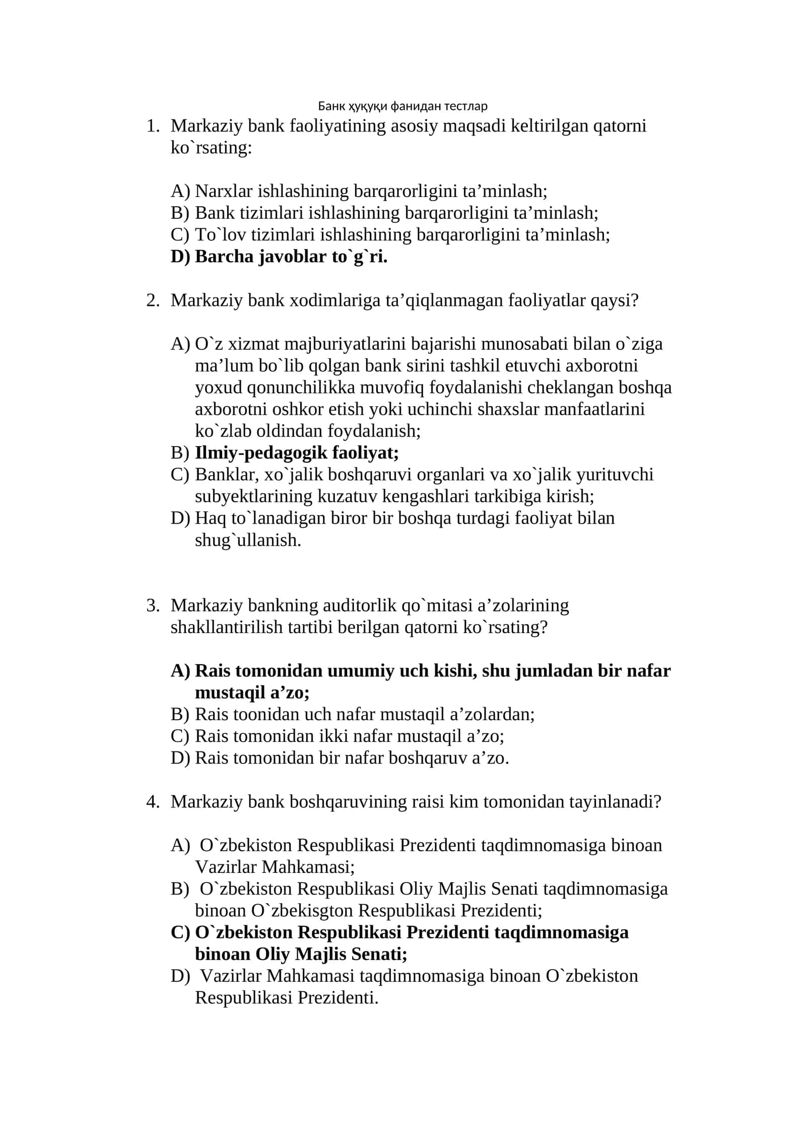 bank huquqi fanidan test 80ta 1