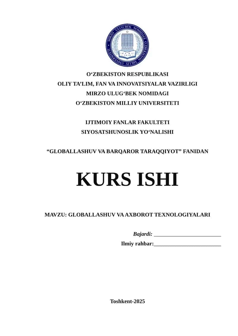 GLOBALLASHUV VA AXBOROT TEXNOLOGIYALARI 1