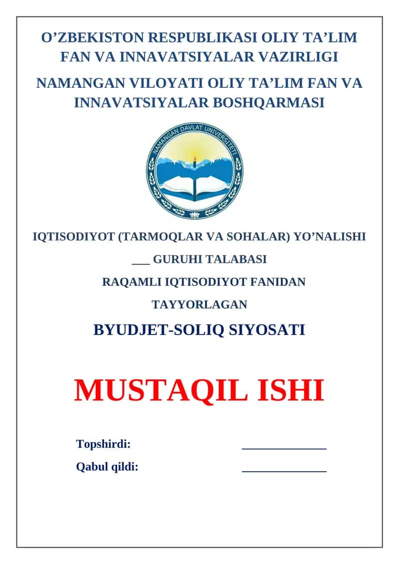Byudjet-soliq siyosati 1