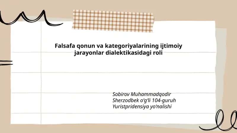 Falsafa qonun va kategoriyalarining ijtimoiy jarayonlar dialektikasidagi roli 1