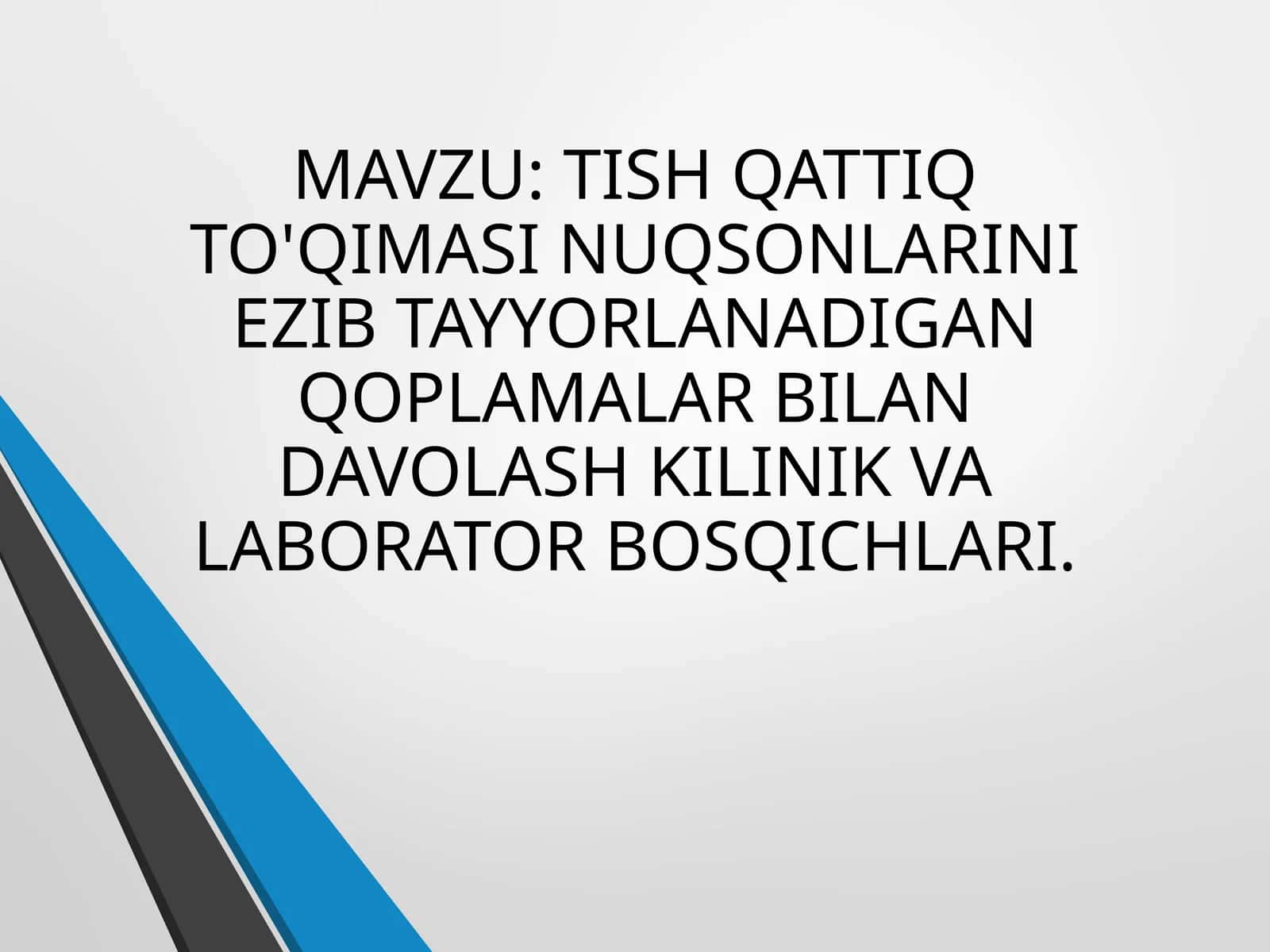 Tish qattiq to'qimasi nuqsonlarini ezib tayorlanadigan qoplamalar bilan davolash 1