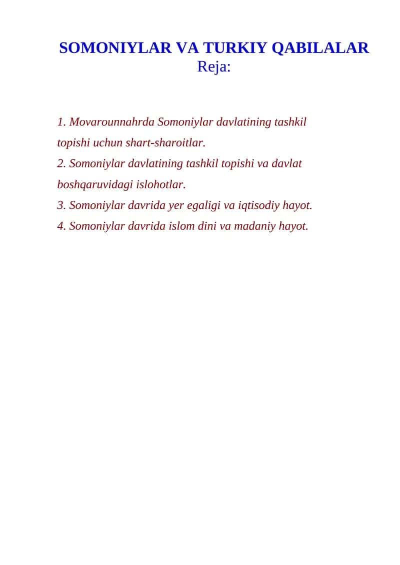 Somoniyalar va Turkiy qabilalar 1
