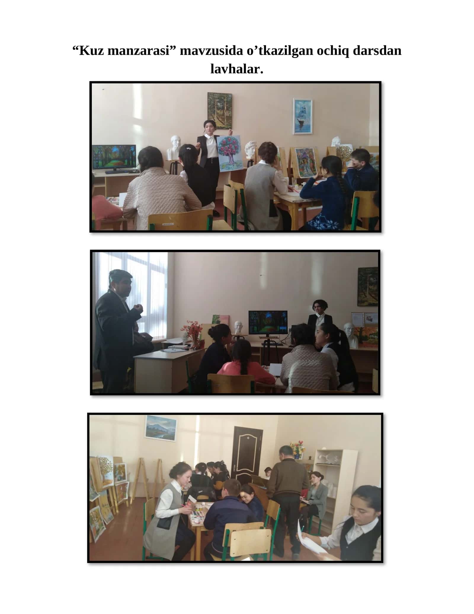 3-sinf Tasviriy san'at Kuz manzarasi mavzusida ochiq dars ishlanma 1