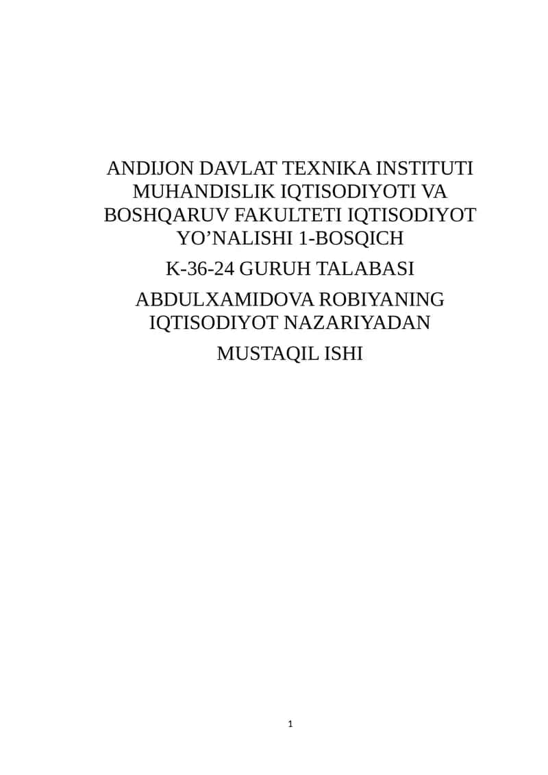 Makroiqtisodiy muvozanatlikning mohiyati va unga erishish yo’llari 1