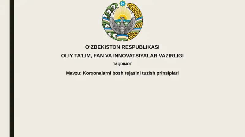 Korxonalarni bosh rejasi tuzish prinsiplari 1