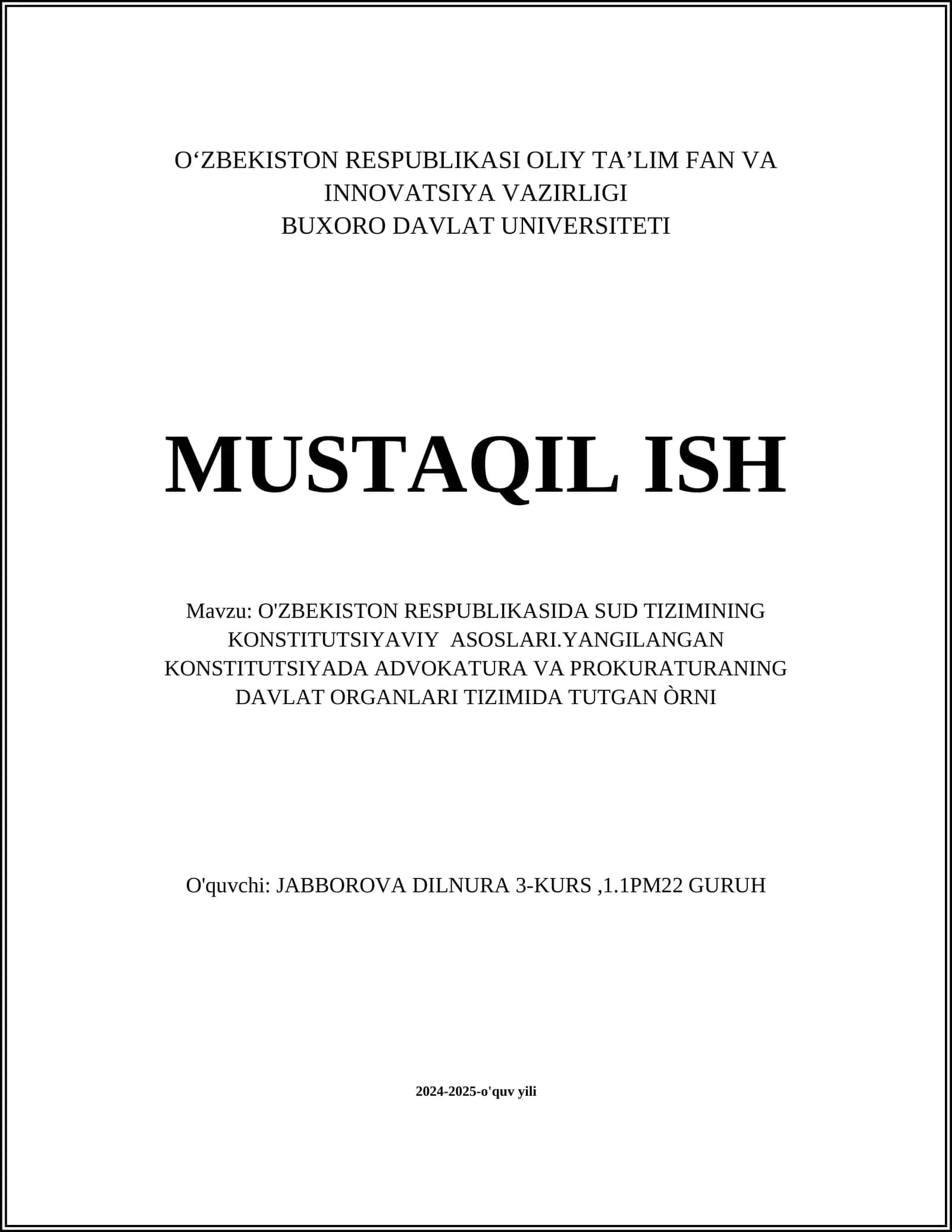 O'ZBEKISTON RESPUBLIKASIDA SUD TIZIMINING KONSTITUTSIYAVIY ASOSLARI 1