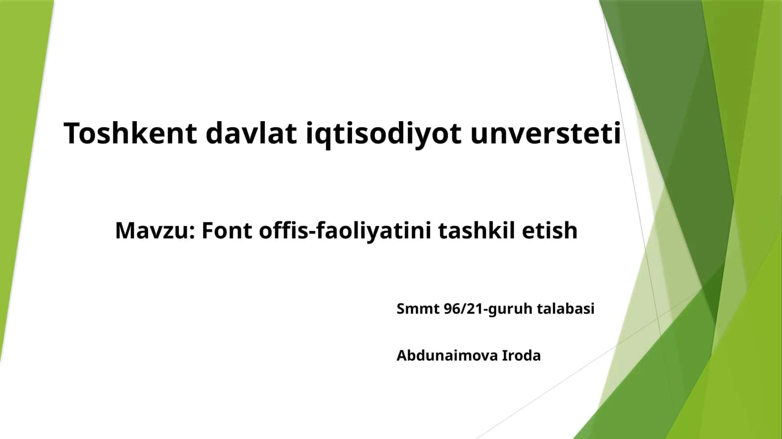 Fontoffis-faoliyatini tashkiilotish 1