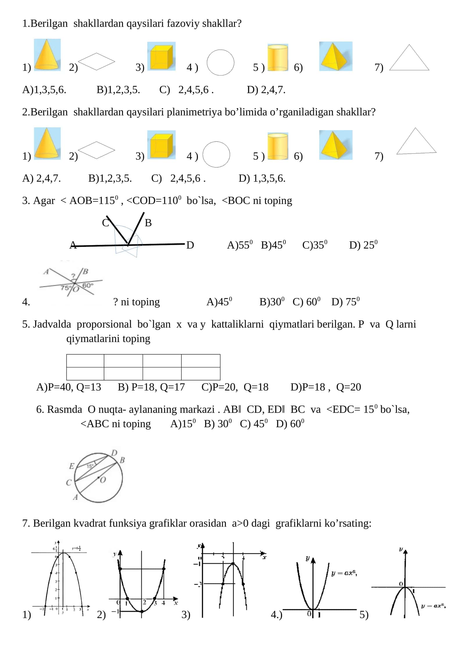 Kvadrat funksiya grafiklari 1