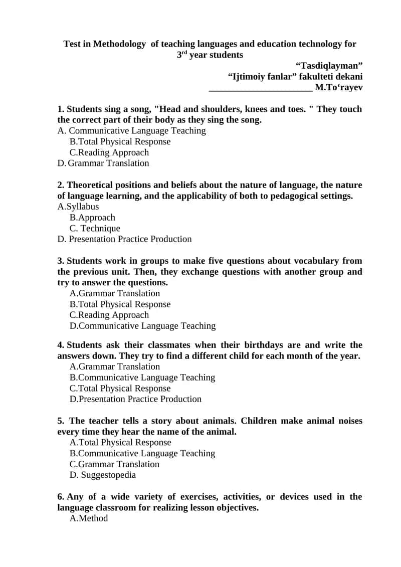 Methodology of teaching languages and education technology for 3rd year students 1