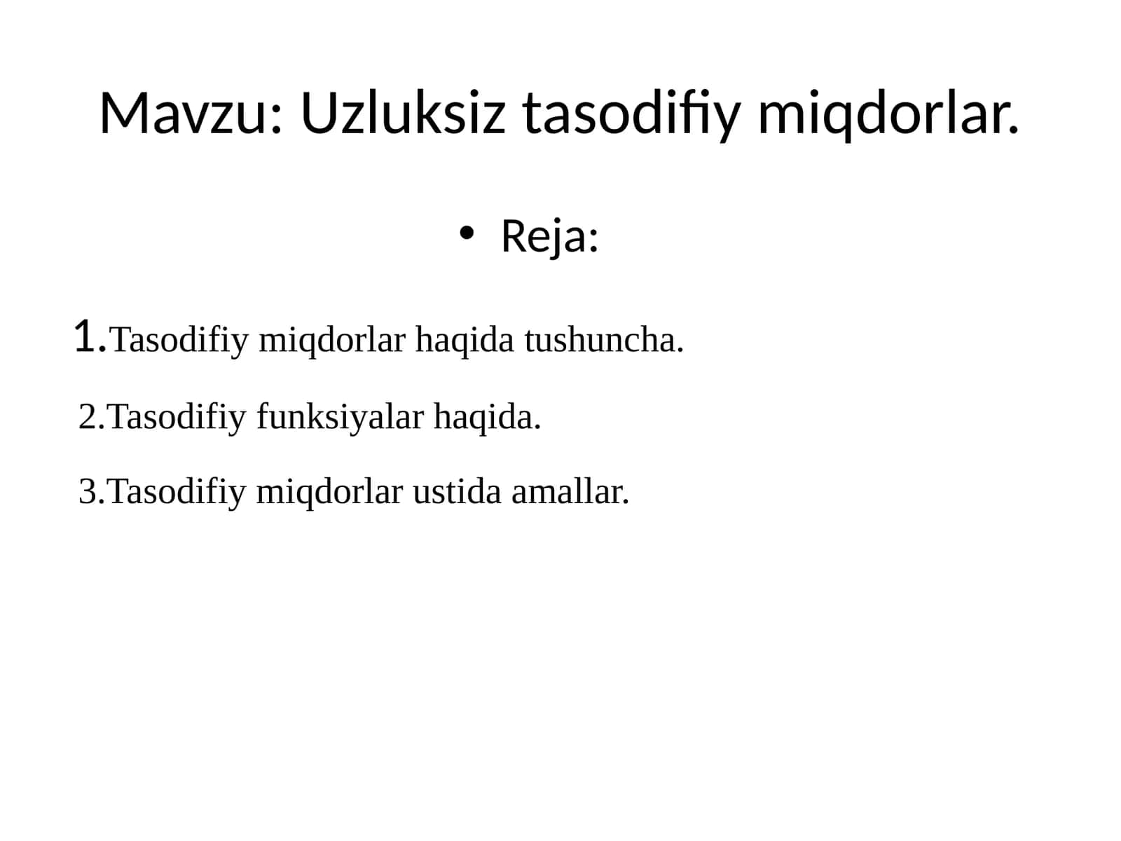 Uzluksiz tasodifiy miqdorlar 1
