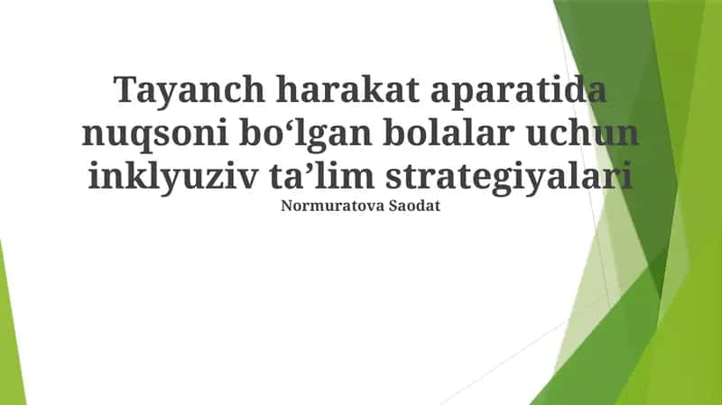 Harakatlanish apparati buzilgan bolalar uchun inklyuziv ta'lim strategiyasi 1