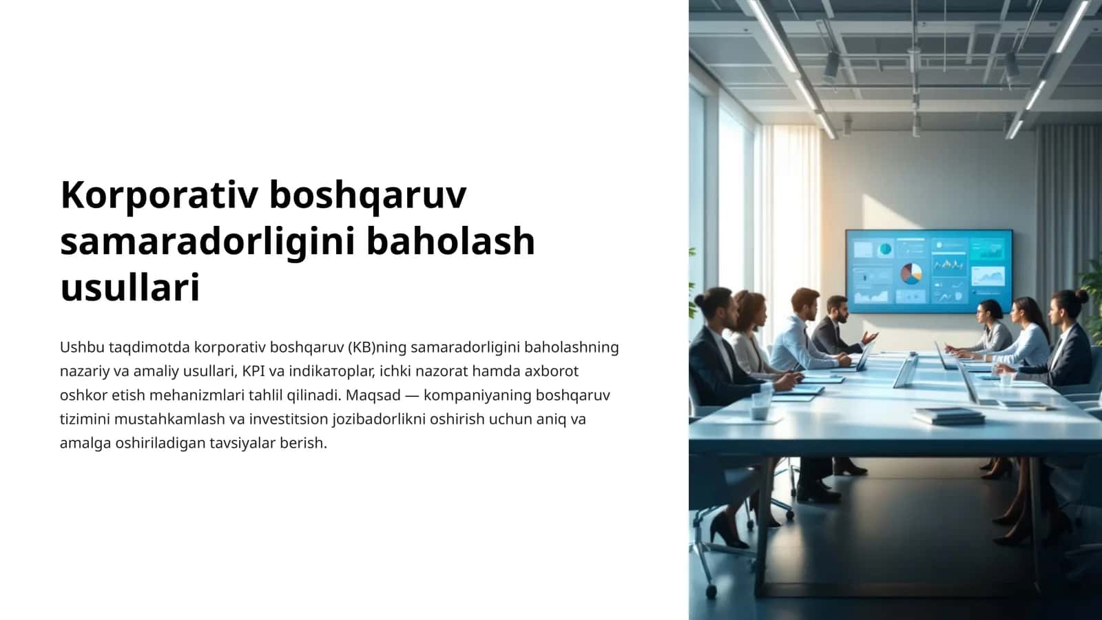 Korporativ boshqaruv samaradorligini baholash usullari 1