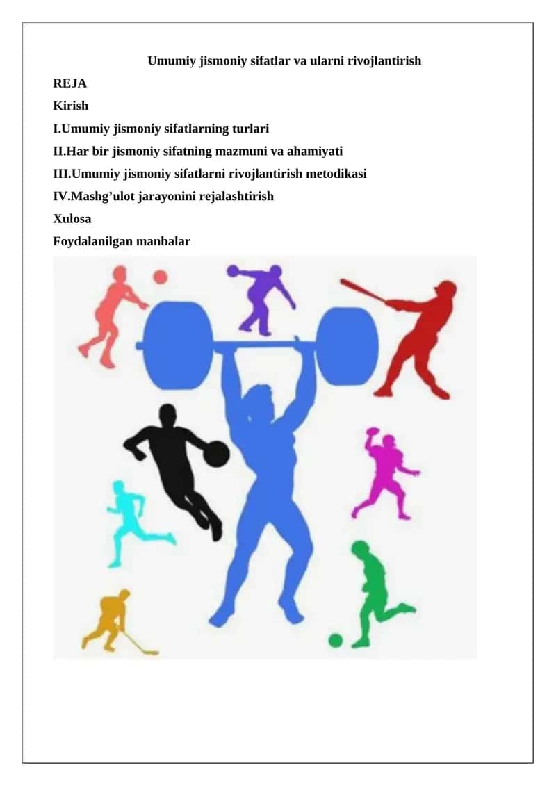Umumiy jismoniy sifatlar va ularni rivojlantirish 1