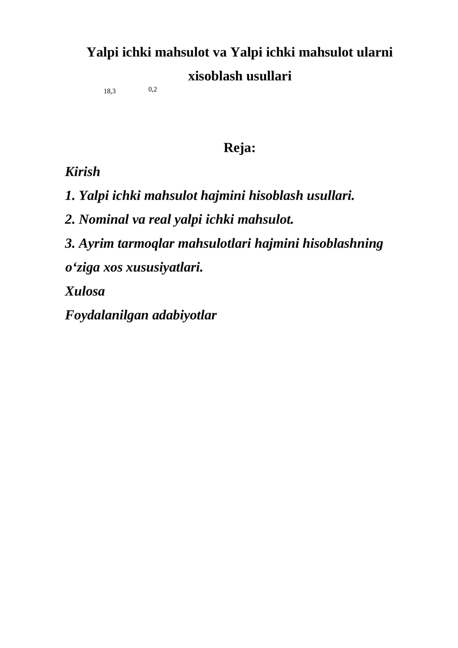 Yalpi ichki mahsulot va Yalpi ichki mahsulot ularni xisoblash usullari 1
